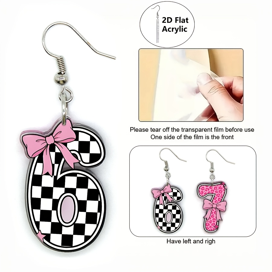 4pc Bowknot Acrylic Earrings Set, Retro Style Gift